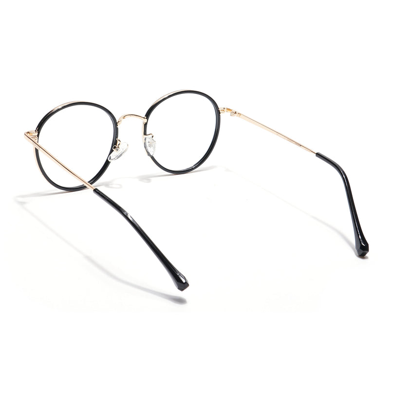 Voyage Black & Golden Round Eyeglasses for Men & Women - MG5822-C2