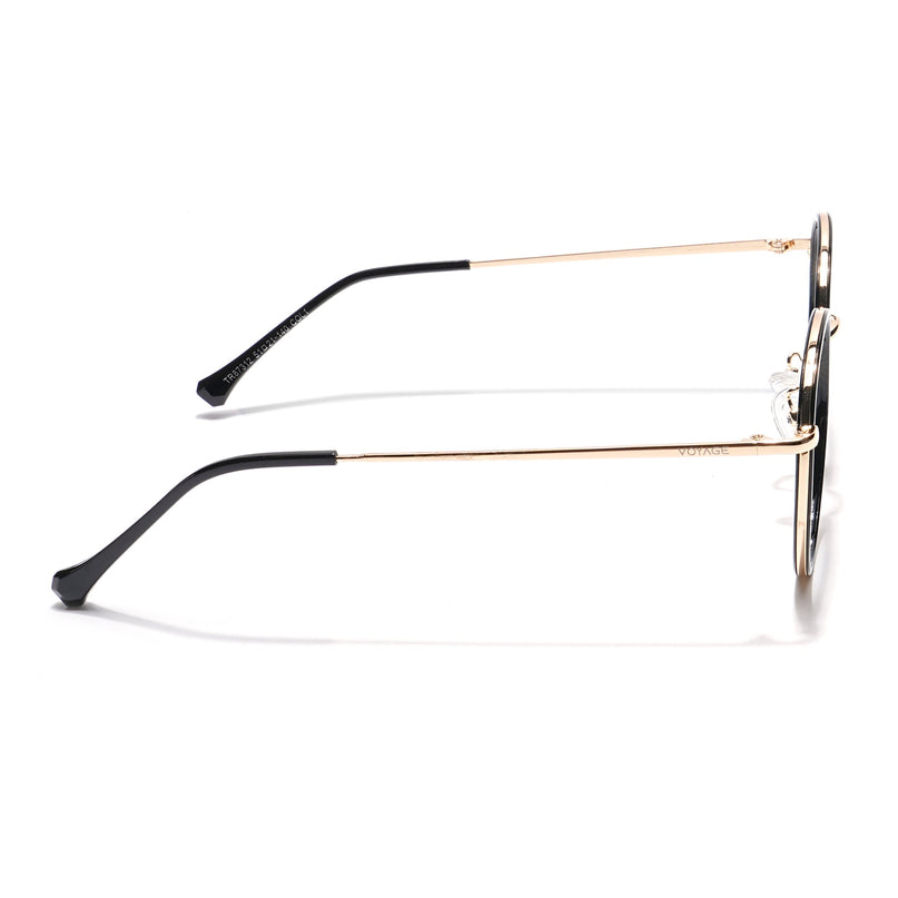 Voyage Black & Golden Round Eyeglasses for Men & Women - MG5822-C2