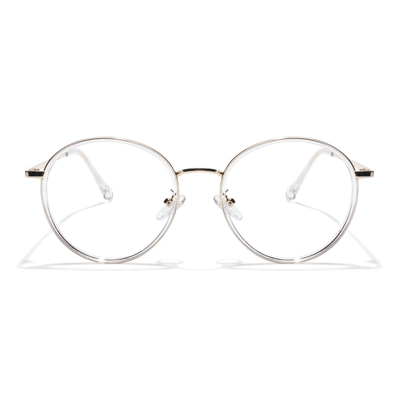 Voyage Transparent & Golden Round Eyeglasses for Men & Women - MG5823-C3