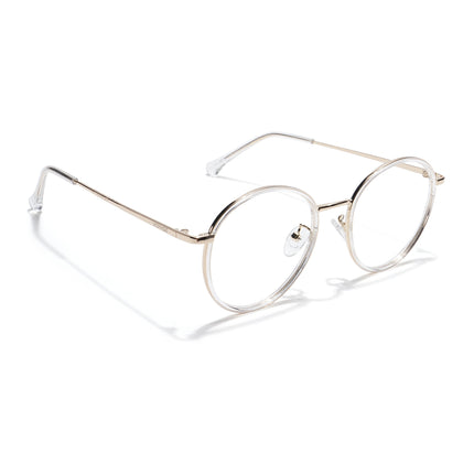 Voyage Transparent & Golden Round Eyeglasses for Men & Women - MG5823-C3