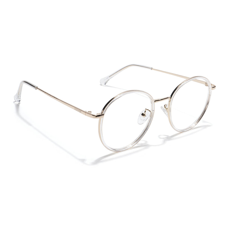 Voyage Transparent & Golden Round Eyeglasses for Men & Women - MG5823-C3