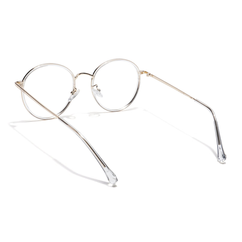 Voyage Transparent & Golden Round Eyeglasses for Men & Women - MG5823-C3
