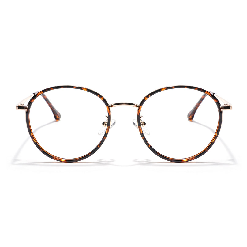 Voyage Demi Brown & Golden Round Eyeglasses for Men & Women - MG5824-C4