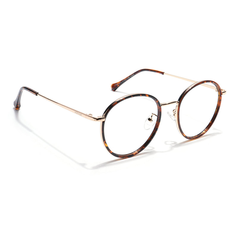 Voyage Demi Brown & Golden Round Eyeglasses for Men & Women - MG5824-C4