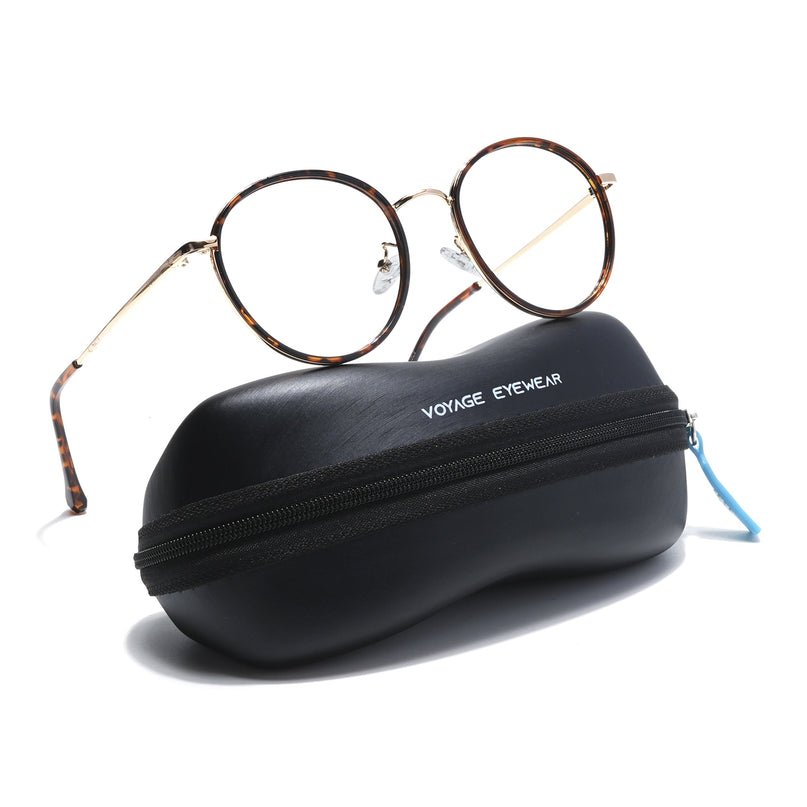 Voyage Demi Brown & Golden Round Eyeglasses for Men & Women - MG5824-C4