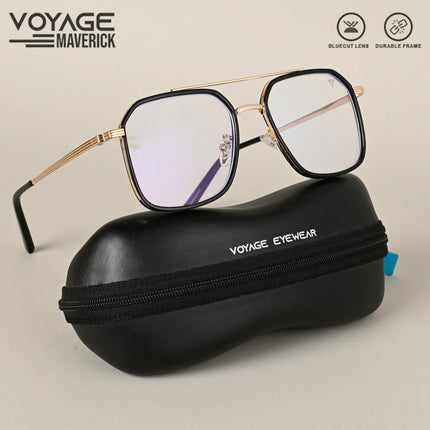 Voyage Maverick Black & Golden  Wayfarer Eyeglasses for Men & Women - MG4717-C1