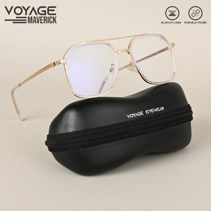 Voyage Maverick Golden Wayfarer Eyeglasses for Men & Women - MG4719-C4