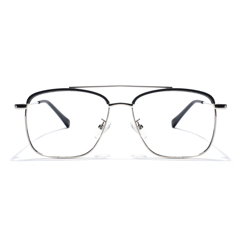 Voyage Black & Silver Wayfarer Eyeglasses for Men & Women - MG5825-C1