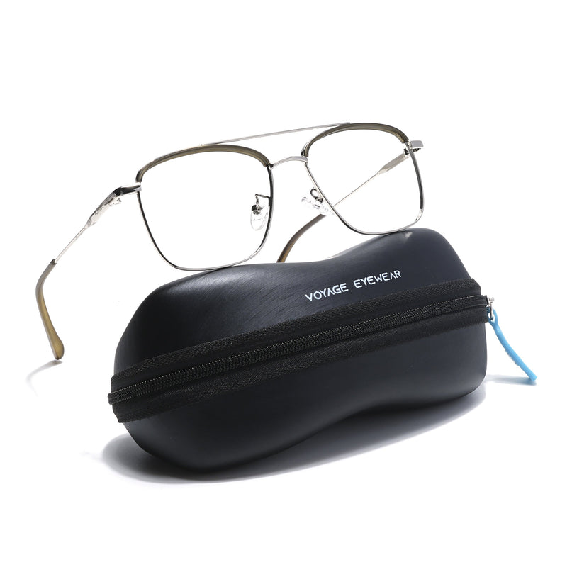 Voyage Grey & Silver Wayfarer Eyeglasses for Men & Women - MG5826-C2