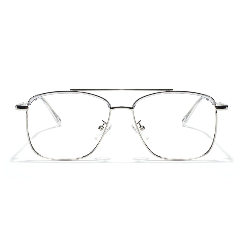 Voyage Light Grey & Silver Wayfarer Eyeglasses for Men & Women - MG5827-C3