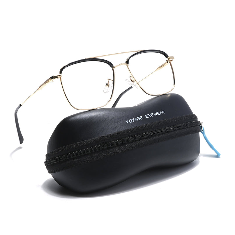 Voyage Black & Golden Wayfarer Eyeglasses for Men & Women - MG5828-C4