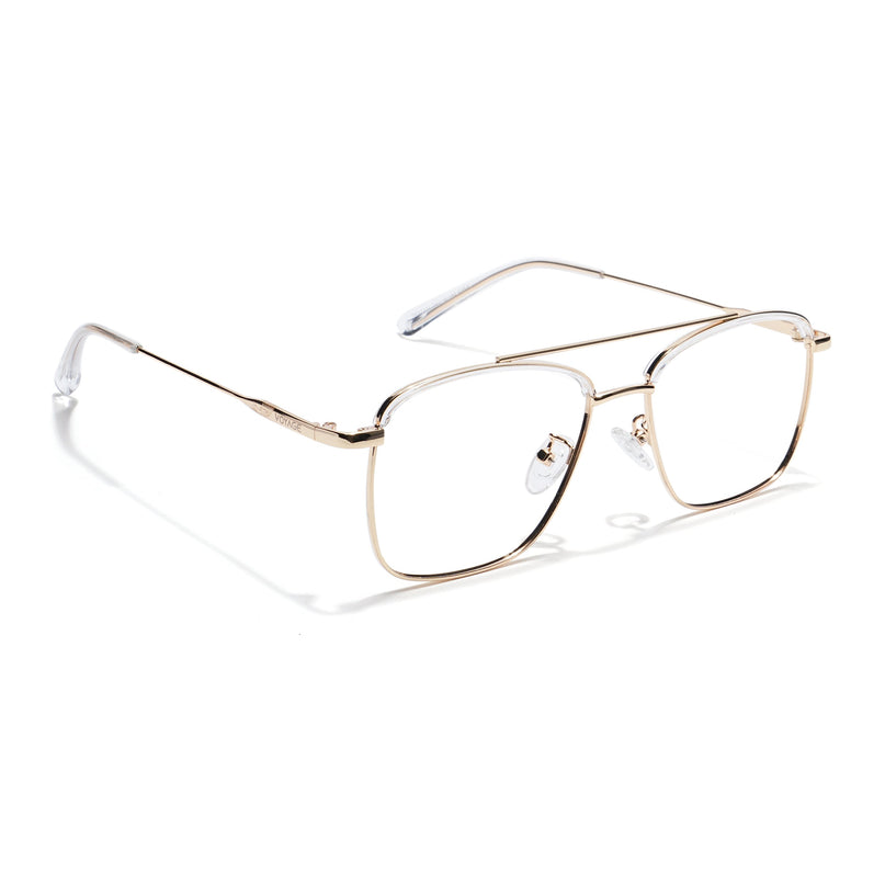 Voyage Golden & Transparent Wayfarer Eyeglasses for Men & Women - MG5829-C5
