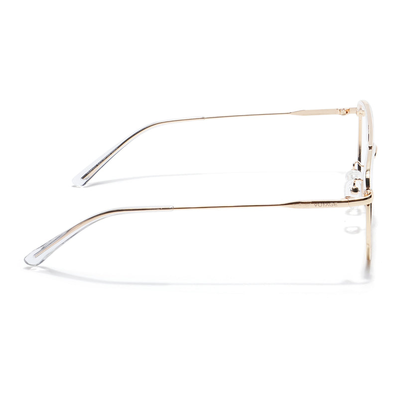 Voyage Golden & Transparent Wayfarer Eyeglasses for Men & Women - MG5829-C5