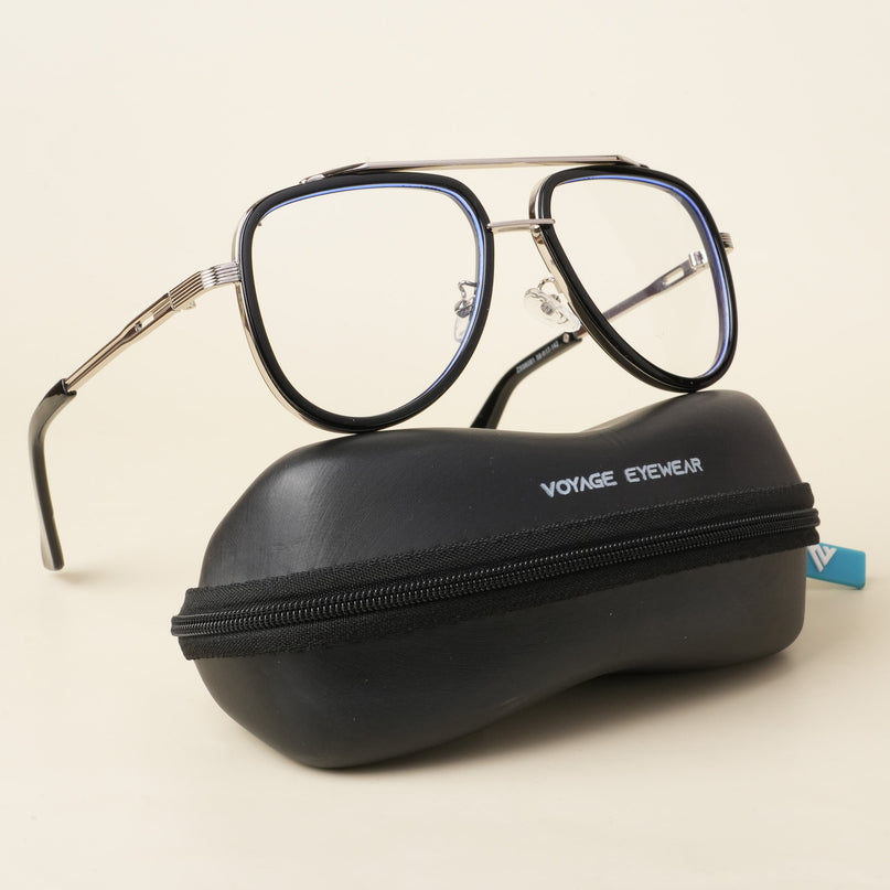 Voyage Black & Silver Wayfarer Eyeglasses for Men & Women - MG5276-C3