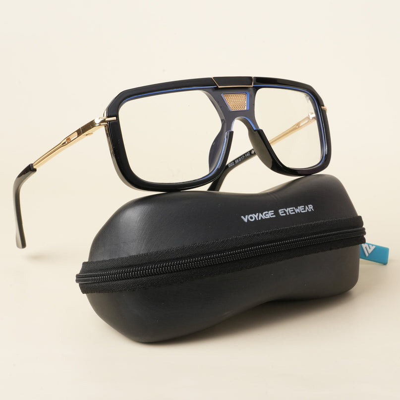 Voyage Goat Black & Golden Wayfarer Eyeglasses for Men & Women - MG5258-C2