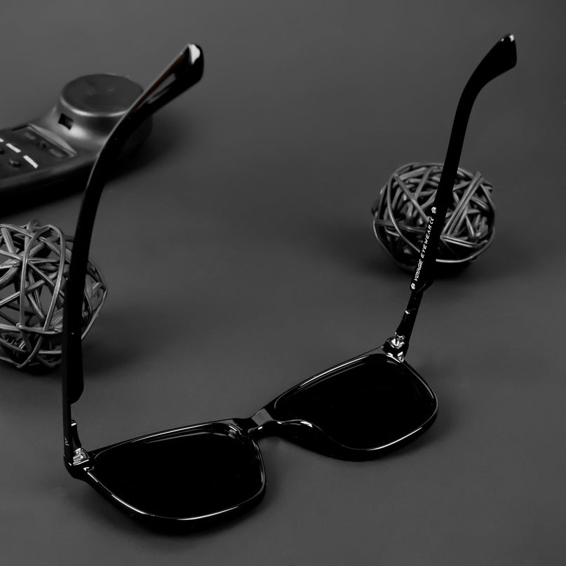 Wayfarer Polarized Sunglasses (Black Lens | Shine Black Frame - PMG5056)
