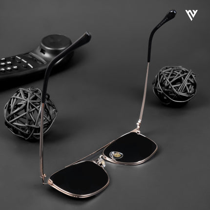The Fiero | Wayfarer Polarized Sunglasses (Black Lens | Black & Rose Gold Frame - PMG4983)