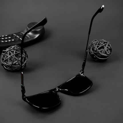 Wayfarer Polarized Sunglasses (Black Lens | Shine Black Frame - PMG5048)