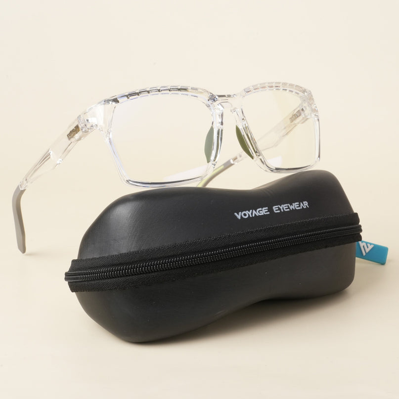 Voyage Techtonic Transparent & Green Wayfarer Eyeglasses for Men & Women - MG5298-C9