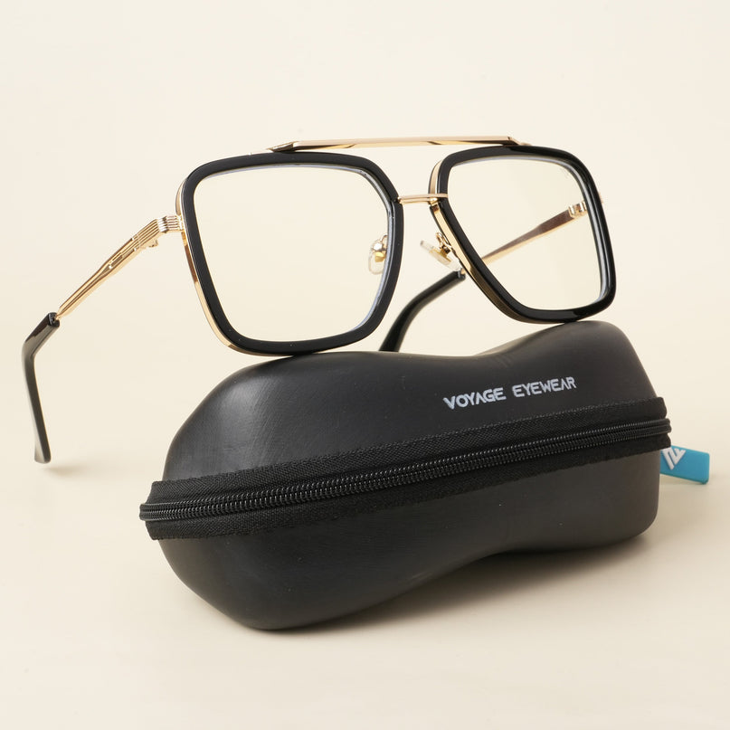 Voyage Black & Golden Wayfarer Eyeglasses for Men & Women - MG5215-C2