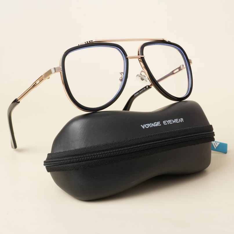 Voyage Black & Golden Wayfarer Eyeglasses for Men & Women - MG5275-C2