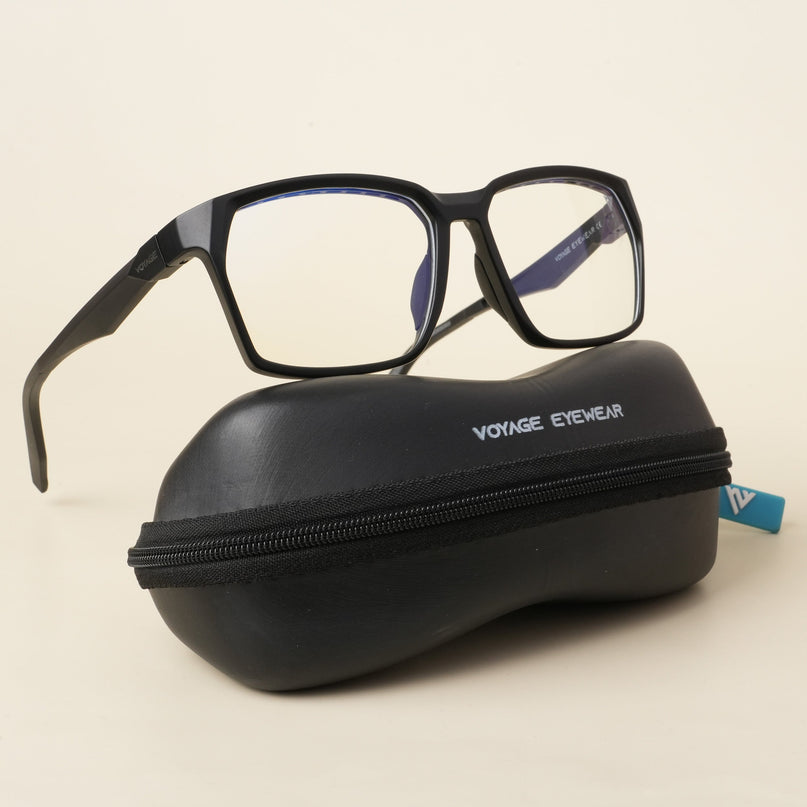 Voyage Techtonic Matt Black Wayfarer Eyeglasses for Men & Women - MG5290-C1
