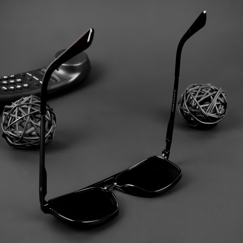 Nexus | Wayfarer Polarized Sunglasses (Black Lens | Shine Black Frame - PMG5052)