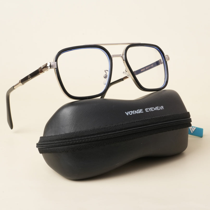 Voyage Black & Silver Wayfarer Eyeglasses for Men & Women - MG5273-C3