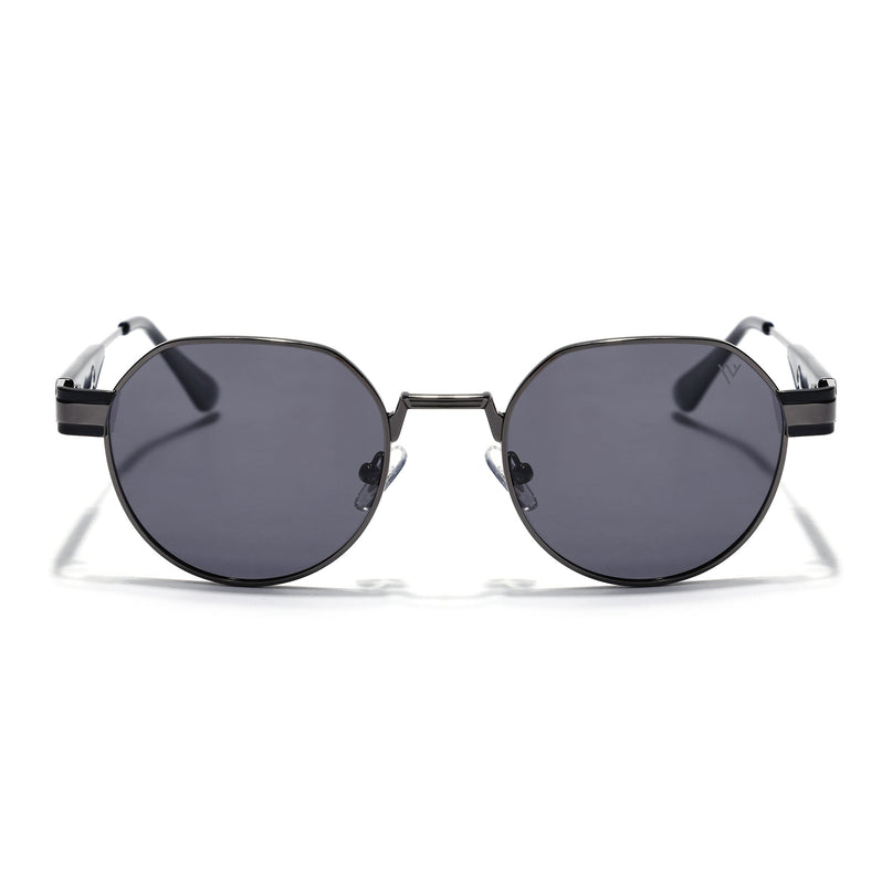 Round Sunglasses for Men & Women (Black Lens | Grey Frame - MG7835)