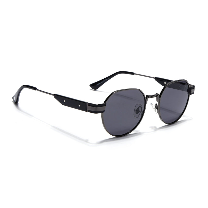 Round Sunglasses for Men & Women (Black Lens | Grey Frame - MG7835)