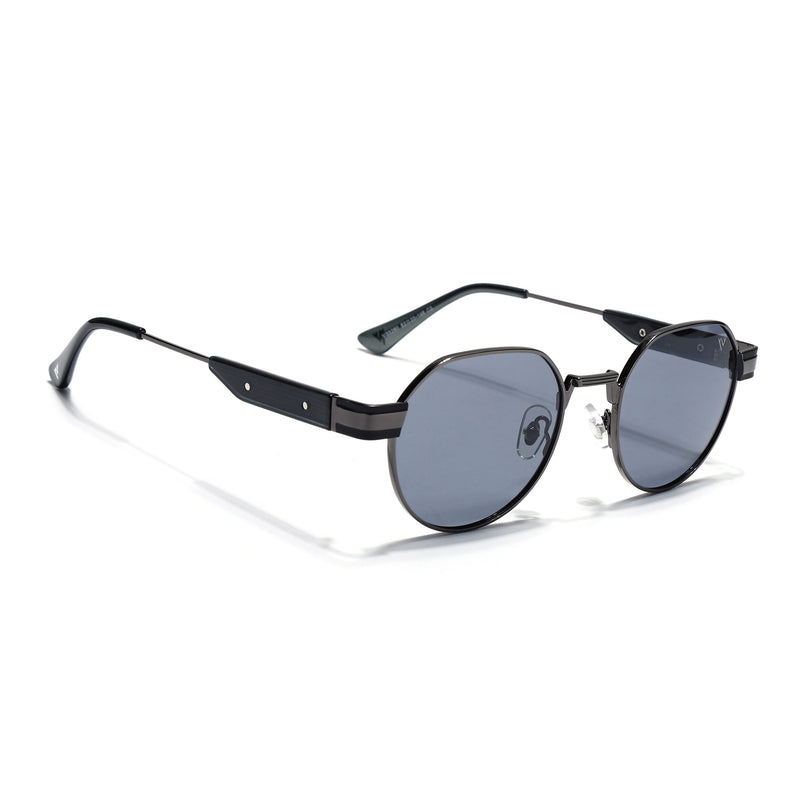 Round Sunglasses for Men & Women (Black Lens | Grey Frame - MG7837)