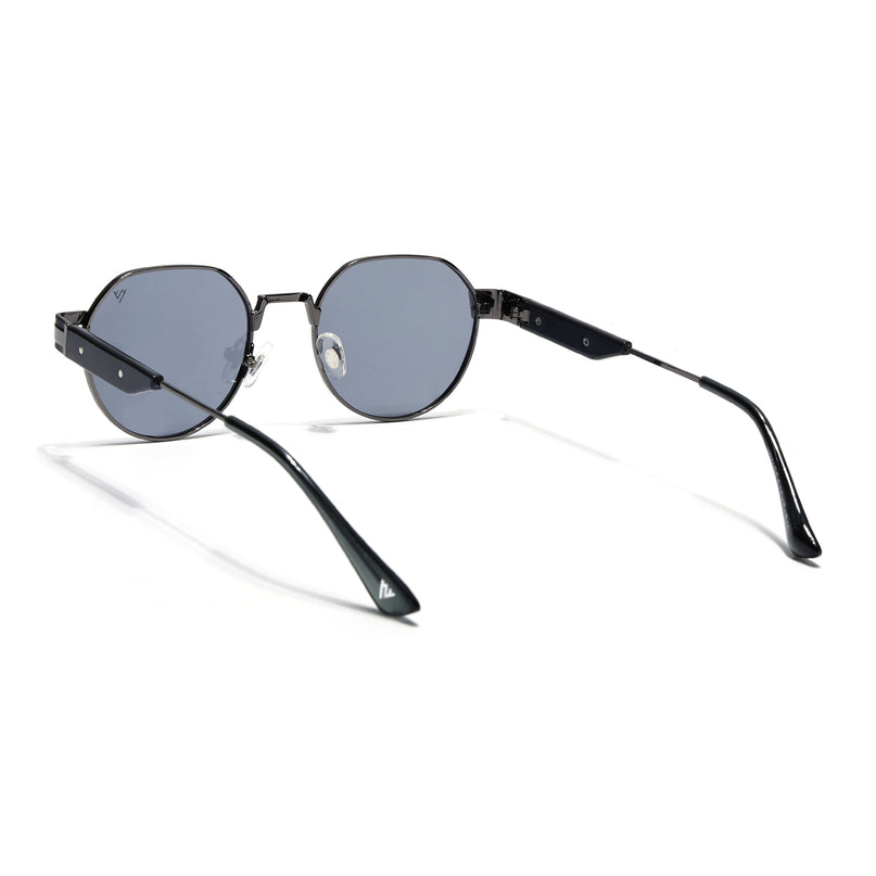 Round Sunglasses for Men & Women (Black Lens | Grey Frame - MG7837)