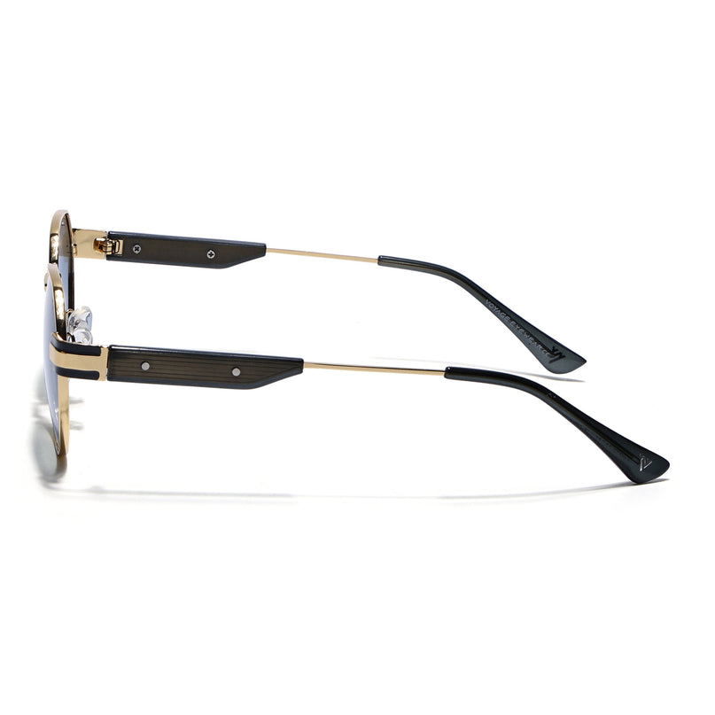 Round Sunglasses for Men & Women (Blue Lens | Golden Frame - MG7838)