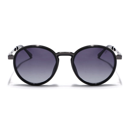 Round Sunglasses for Men & Women (Black Lens | Black Frame - MG7831)