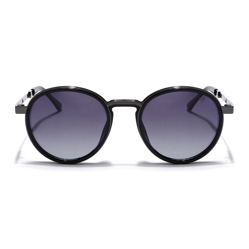 Round Sunglasses for Men & Women (Black Lens | Black Frame - MG7831)
