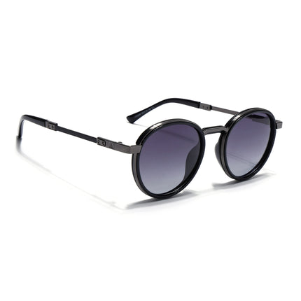 Round Sunglasses for Men & Women (Black Lens | Black Frame - MG7831)