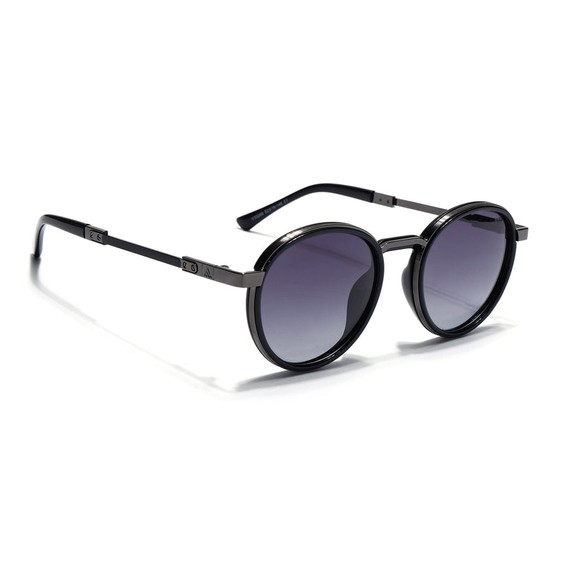 Round Sunglasses for Men & Women (Black Lens | Black Frame - MG7831)