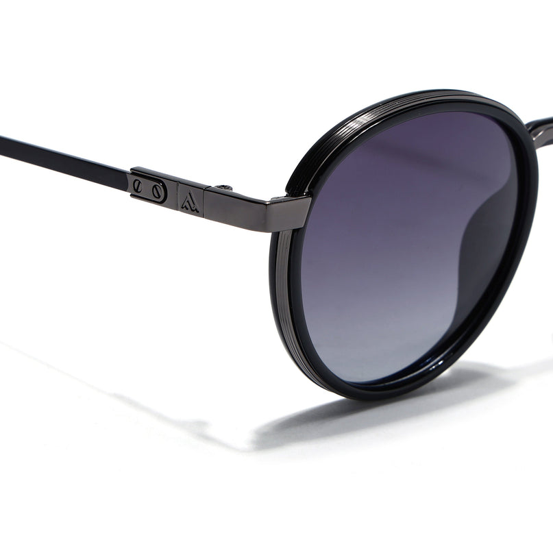 Round Sunglasses for Men & Women (Black Lens | Black Frame - MG7831)