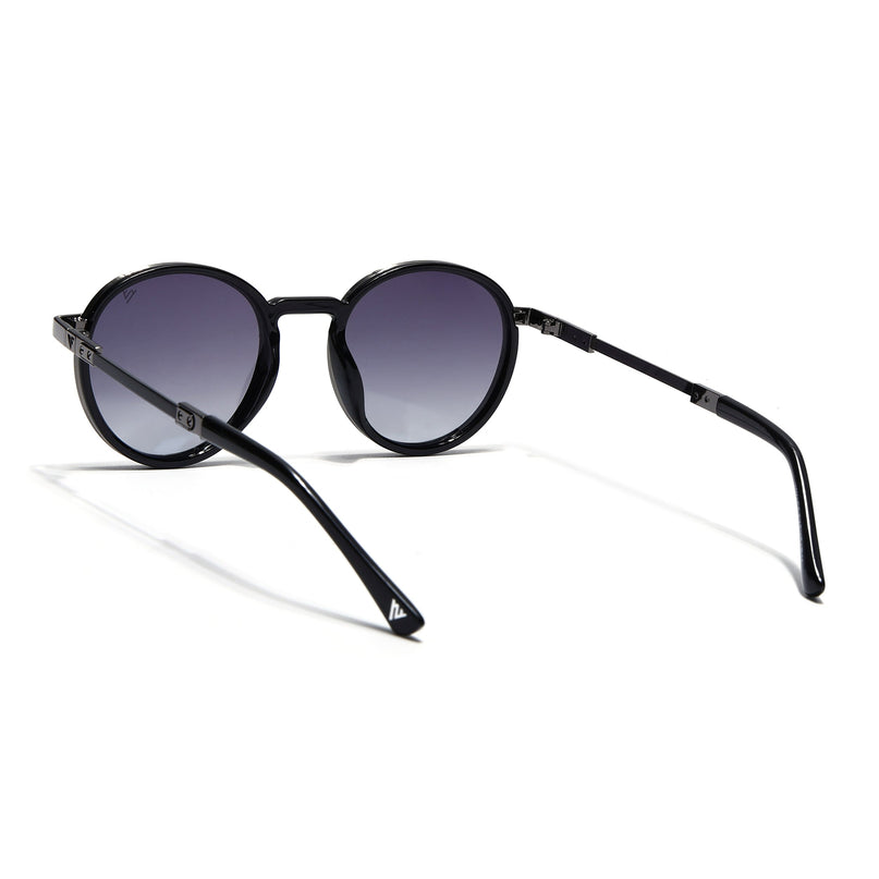Round Sunglasses for Men & Women (Black Lens | Black Frame - MG7831)