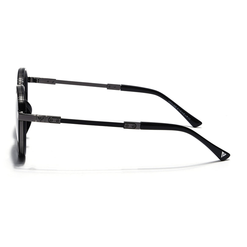 Round Sunglasses for Men & Women (Black Lens | Black Frame - MG7831)