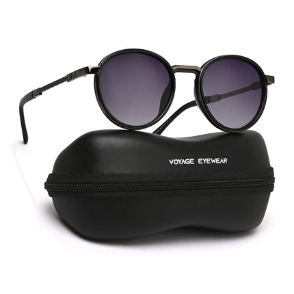 Round Sunglasses for Men & Women (Black Lens | Black Frame - MG7831)