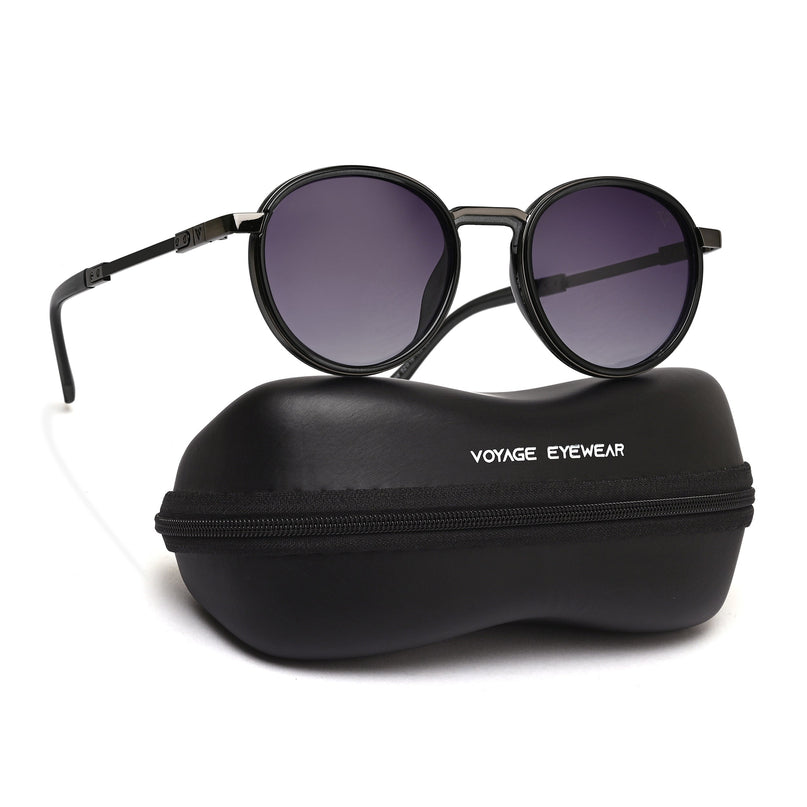Round Sunglasses for Men & Women (Grey & Clear Lens | Grey Frame - MG7832)