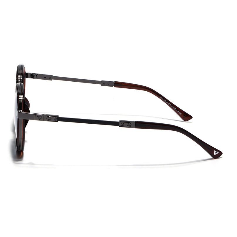 Round Sunglasses for Men & Women (Blue Lens | Brown Frame - MG7833)