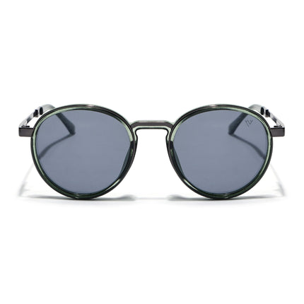 Round Sunglasses for Men & Women (Grey Lens | Green Frame - MG7834)