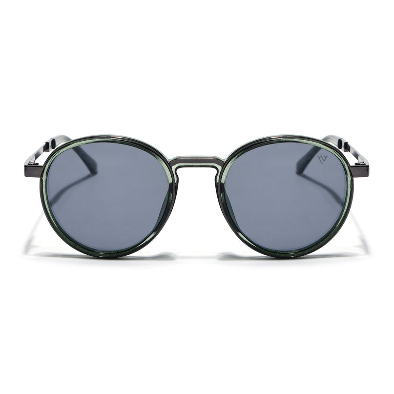 Round Sunglasses for Men & Women (Grey Lens | Green Frame - MG7834)