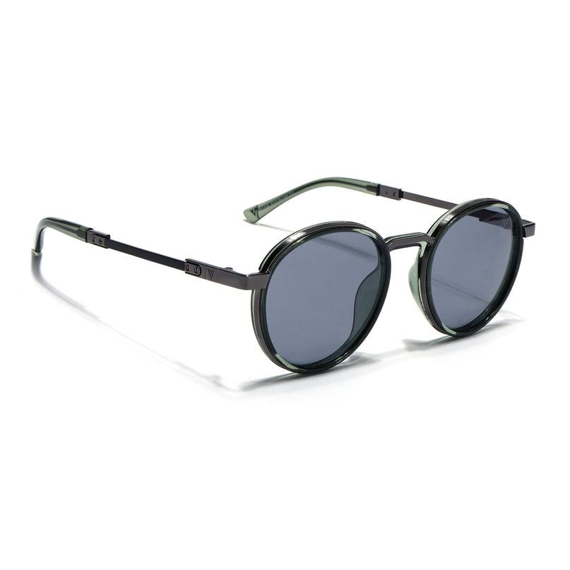 Round Sunglasses for Men & Women (Grey Lens | Green Frame - MG7834)