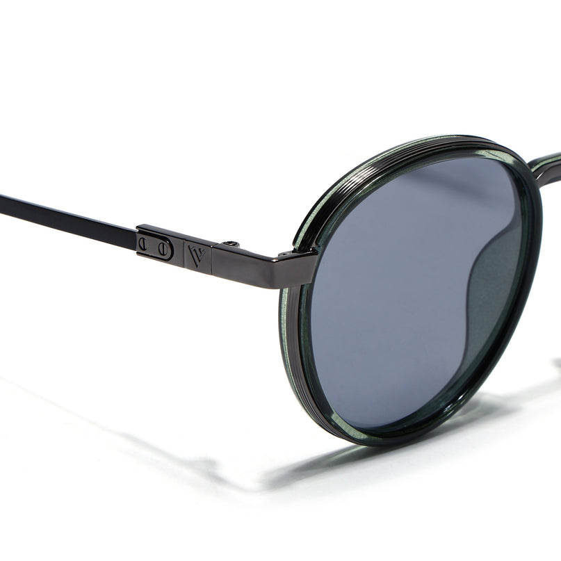 Round Sunglasses for Men & Women (Grey Lens | Green Frame - MG7834)