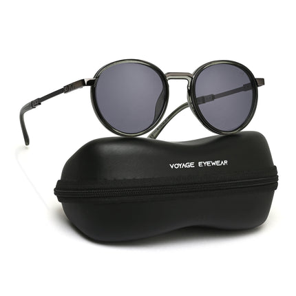 Round Sunglasses for Men & Women (Grey Lens | Green Frame - MG7834)