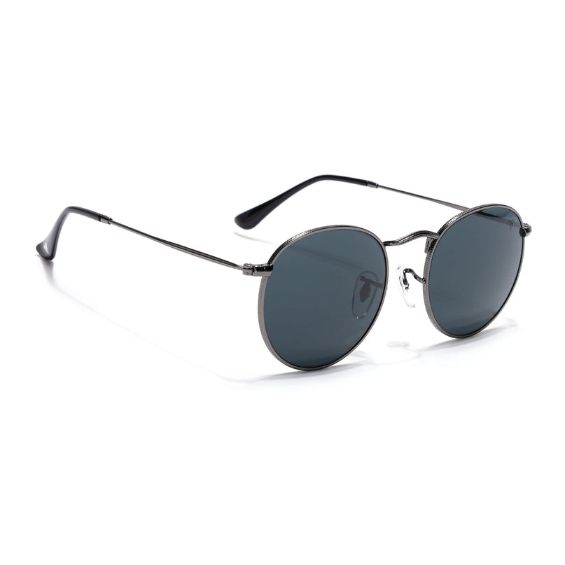 Round Sunglasses for Men & Women (Black Lens | Grey Frame - MG7559)