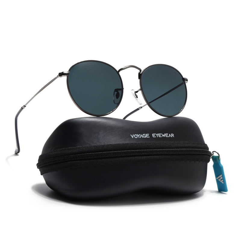 Round Sunglasses for Men & Women (Black Lens | Grey Frame - MG7559)